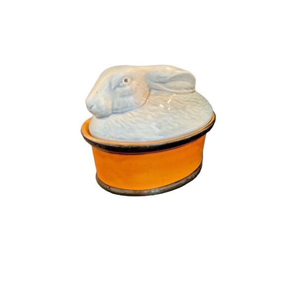 Vintage Portugal Ceramic Rabbit, Soup Tureen, Lidded Box, Easter Deco Classic - Picture 2 of 11